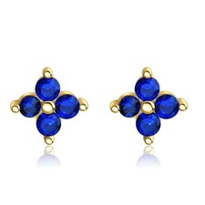 925 silver gold helix blue sapphire cz earrings screw back ball flower stud