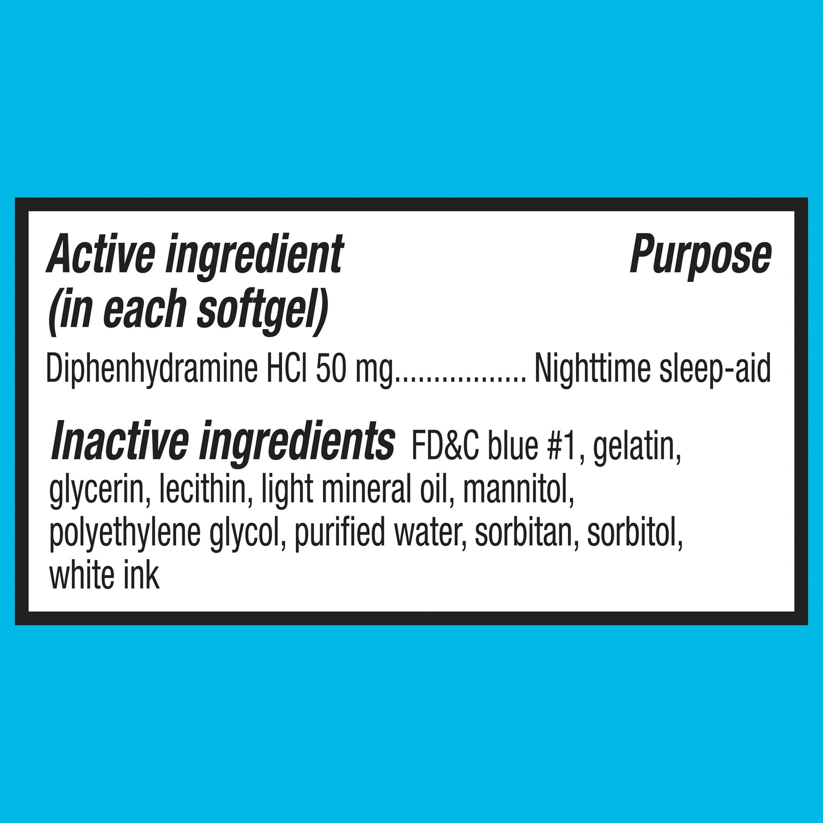 Equate Maximum Strength Diphenhydramine HCL Sleep-Aid Softgels, 50 Mg, 100 Count