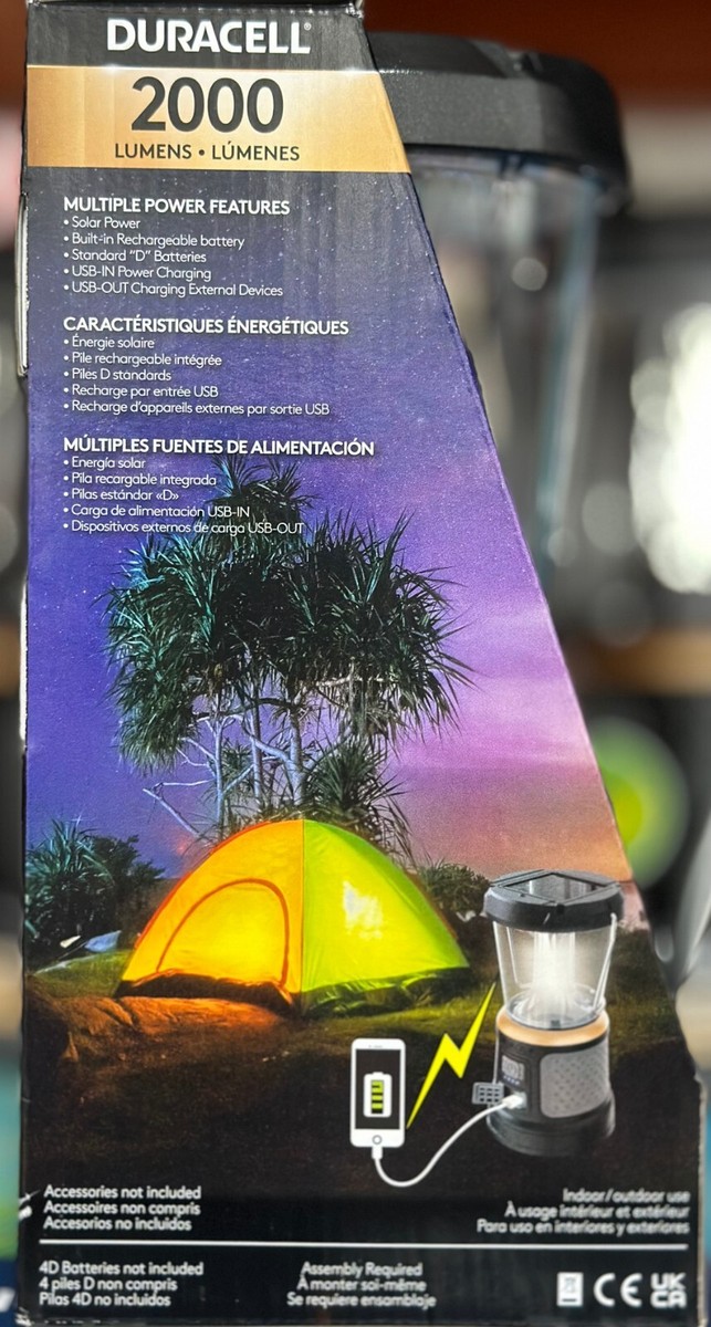 Duracell 2000 Lumen LED TRI-Power Solar Rechargable Lantern