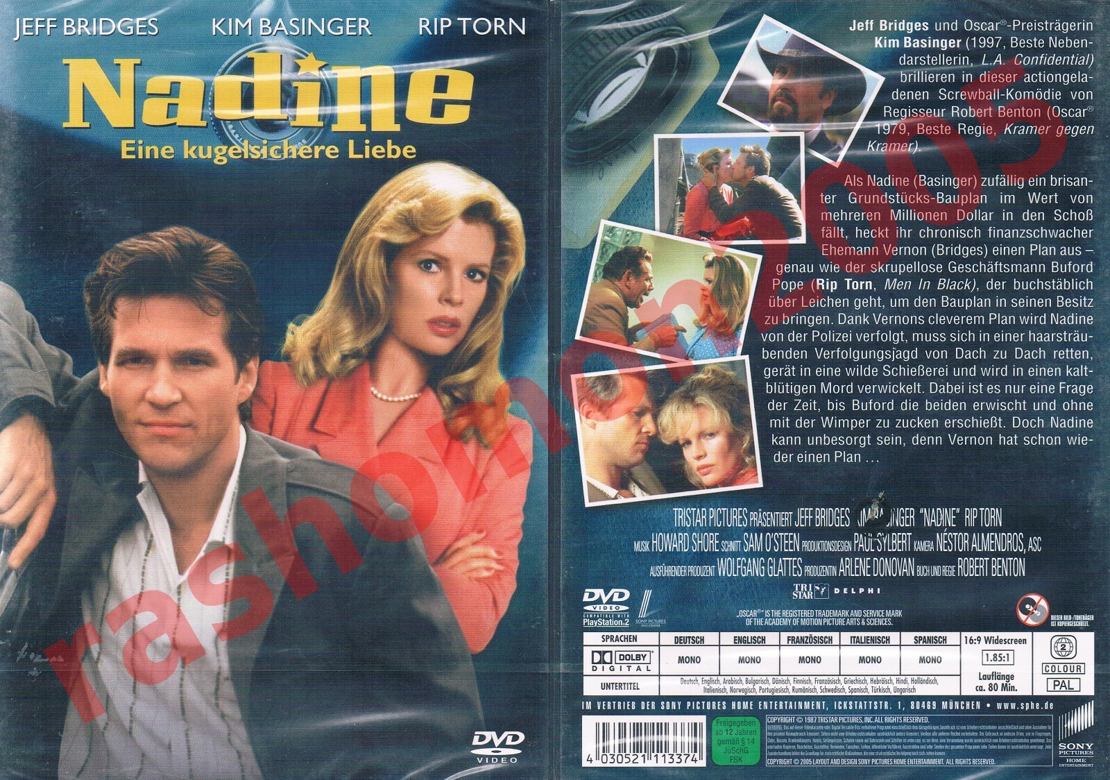 DVD R2 NADINE Jeff Bridges Kim Basinger Rip Torn Glenne Headly Region 2 PAL NEW