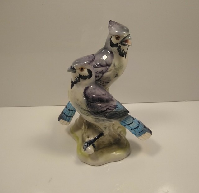 Vintage Blue Jay Figurine, Bird Collection by JSC Blue Jay 127, Bone