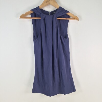 Saba top womens 6 navy blue sleeveless round neck viscose 104620