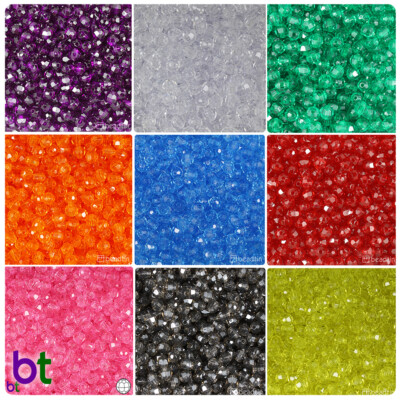 BeadTin Transparent 6mm Faceted Round Craft Beads (600pcs) - Color choice