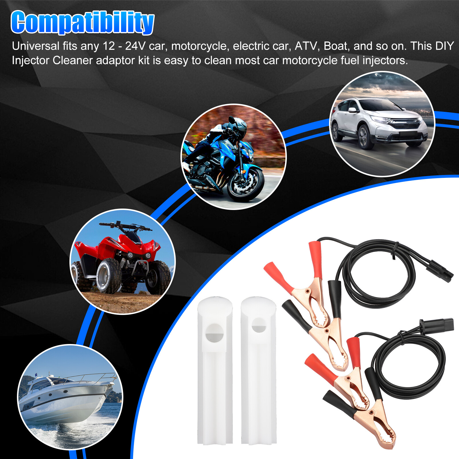 Universal Fuel Injector Tool & Nozzle Flush Cleaner Adapter DIY Set Cleaning US