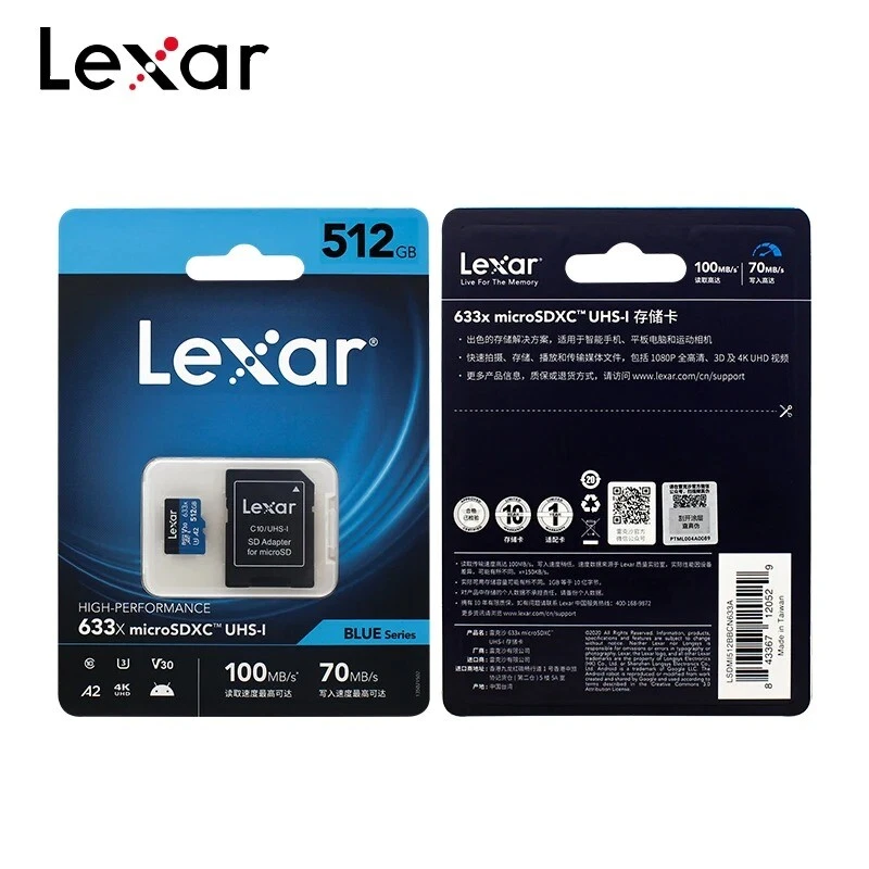 Lexar 633x Micro SD Card 512GB 256GB 128GB 64GB 32GB Memory Card Up to 100MB/s - Image 2 of 4
