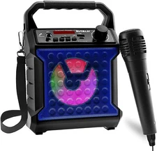 Portable Bluetooth Speaker Karaoke Machine +Free Mic for Kids/Adults Party Light