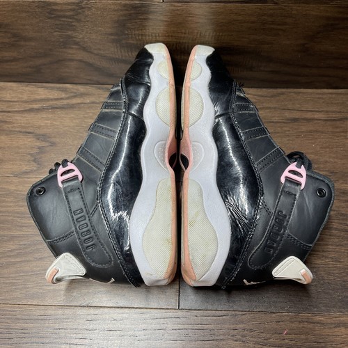 Nike Air Jordan 6 Rings Black & Pink Girls' Basketball Sneakers 323431-002-Sz 2Y - Picture 11 of 13