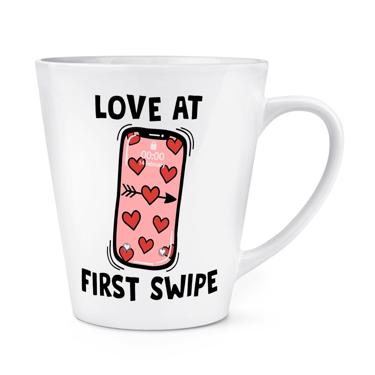 Love At First Swipe 12oz Latte Mug Cup Valentines Day Girlfriend Boyfriend Funny