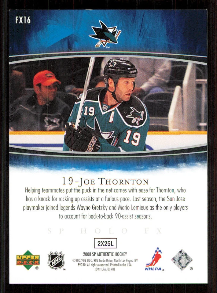 2007-08 SP Authentic Holoview FX #FX16 Joe Thornton - Image 2 of 2