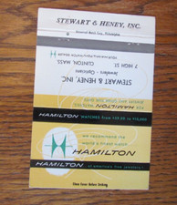 ROYAL FLASH MATCHBOOK COVER: STEWART & HENEY JEWELERS CLINTON, MA MATCHCOVER B19
