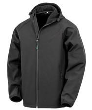 Black - Recycled 3-layer Printable Hooded Softshell