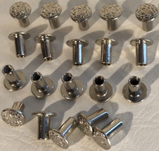 20 - 3/8" Engraved Floral Chicago Screw POST ONLY NO SCREW Nickel Fastener