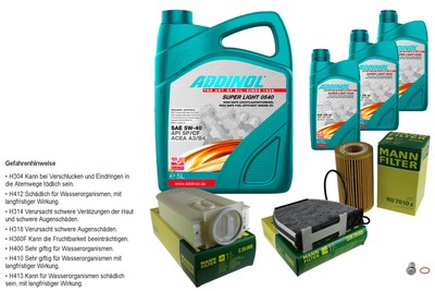 MANN Inspektionspaket 8L ADDINOL 0540 SUPER LIGHT 5W-40 für Mercedes X204 220