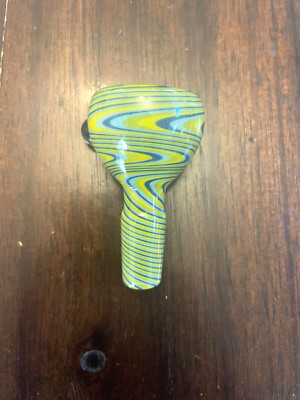 14mm Premium Glass Bowl Green Yellow Blue Wave Colored Stem