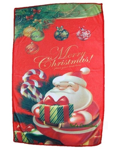 Merry Christmas Hand Face Towels, Santa Claus, Red & Blue Gift Bell Tree Towel - Picture 8 of 13