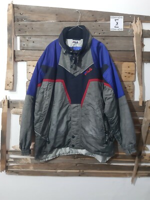 FILA BLAU GRAU GREY SKI SKI JACKE MANTEL LONG JACKET HERREN MAN 56 A773