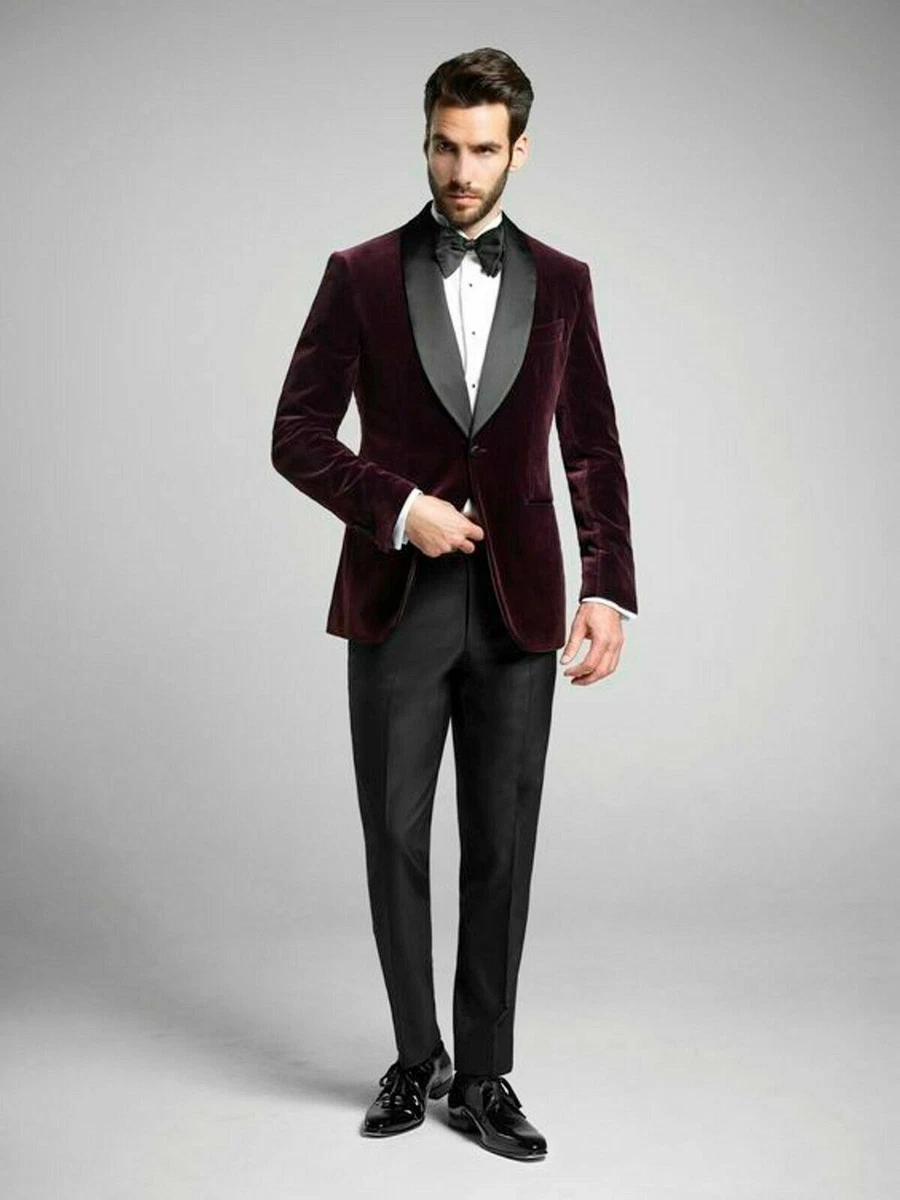 Velvet burgundy tuxedo jacket sale
