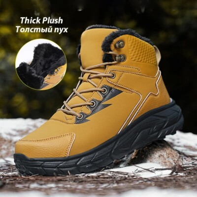 Super Warm Plush Men's Snow Boots Plus Size Hiking Non-Slip Outdoor Winter  Shoes