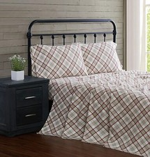London Fog Printed Turkish Flannel Sheet Set, Twin, Multi Colored Plaid