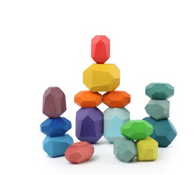 16PCS Balancing Blocks Malen Sie farbige Steine Craft Kids Educational Stone