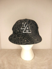 Large Fitted JD Cap Black LA Baseball Cap w/Embroidered/Stitched Designs