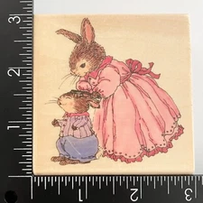 Uptown Holly Pond Hill Victoria Brushing Bunnies Rabbits H13284 Rubber Stamp