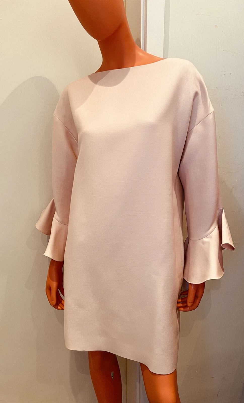 Valentino abito lana con maniche a volant rosa taglia 38 LP: 2.449 EU NUOVO