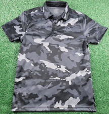 Adidas Black / Gray Camo Camoflauge Polo Golf Shirt Small Lined