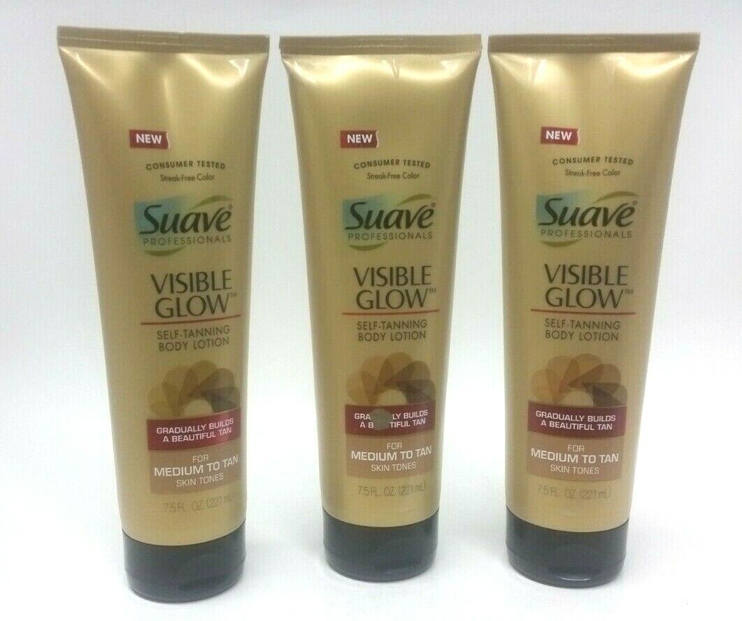( LOT 3 ) Suave Visible Glow Self Tanning Lotion,  MEDIUM To Tan Skin Tones