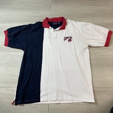 Vintage Crable Sportswear Mens Cleveland Indians Blue Red White Polo Size XL