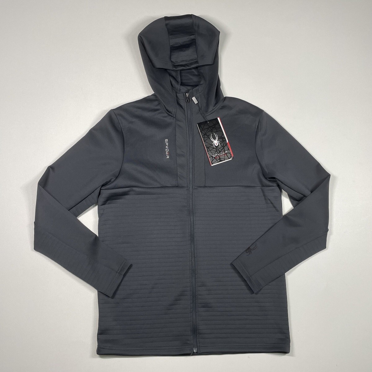 Spyder Active Jacket Men's Small Gray Outdoor Full Zip Hooded