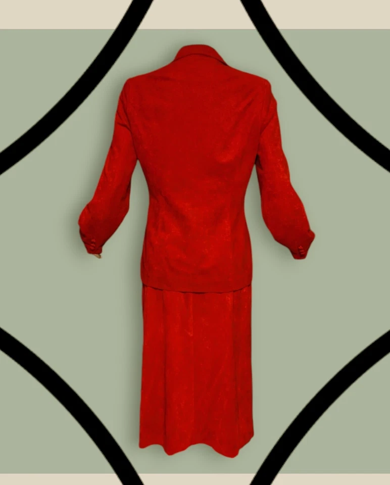 Conjunto Blazer Traje Falda Vino Tinto PERCEPTION 2 Piezas Terciopelo Suave Para Mujer Pequeño/Mediano  Foto 3 de 4