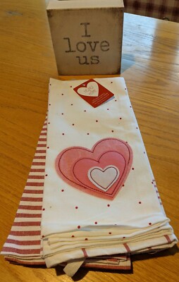  ~Sets Of 4~Country Hearts Kitchen Towels by Heart & Home Pink & Red Plaids NWT