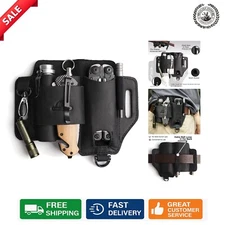 Leather Multitool Sheath: EDC Belt Organizer for Tools & Flashlights