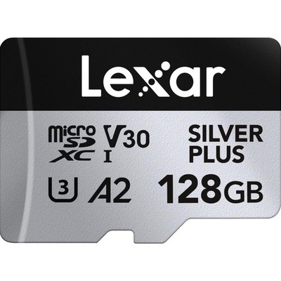 Micro SD Karte 128GB Lexar Silver Plus UHS I U3 V30 für 4K Video