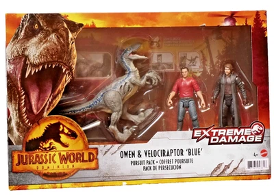 Mattel Jurassic World Dominion Velociraptor 'Blue' & Owen"Extreme Damage Det NEU - Bild 1 von 2