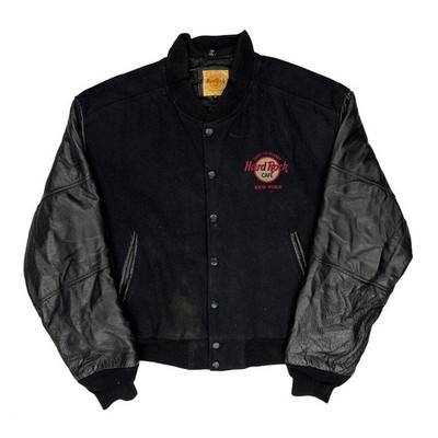 Love All Serve All Hard Rock Cafe New York Varsity Jacket - Small Black Leather
