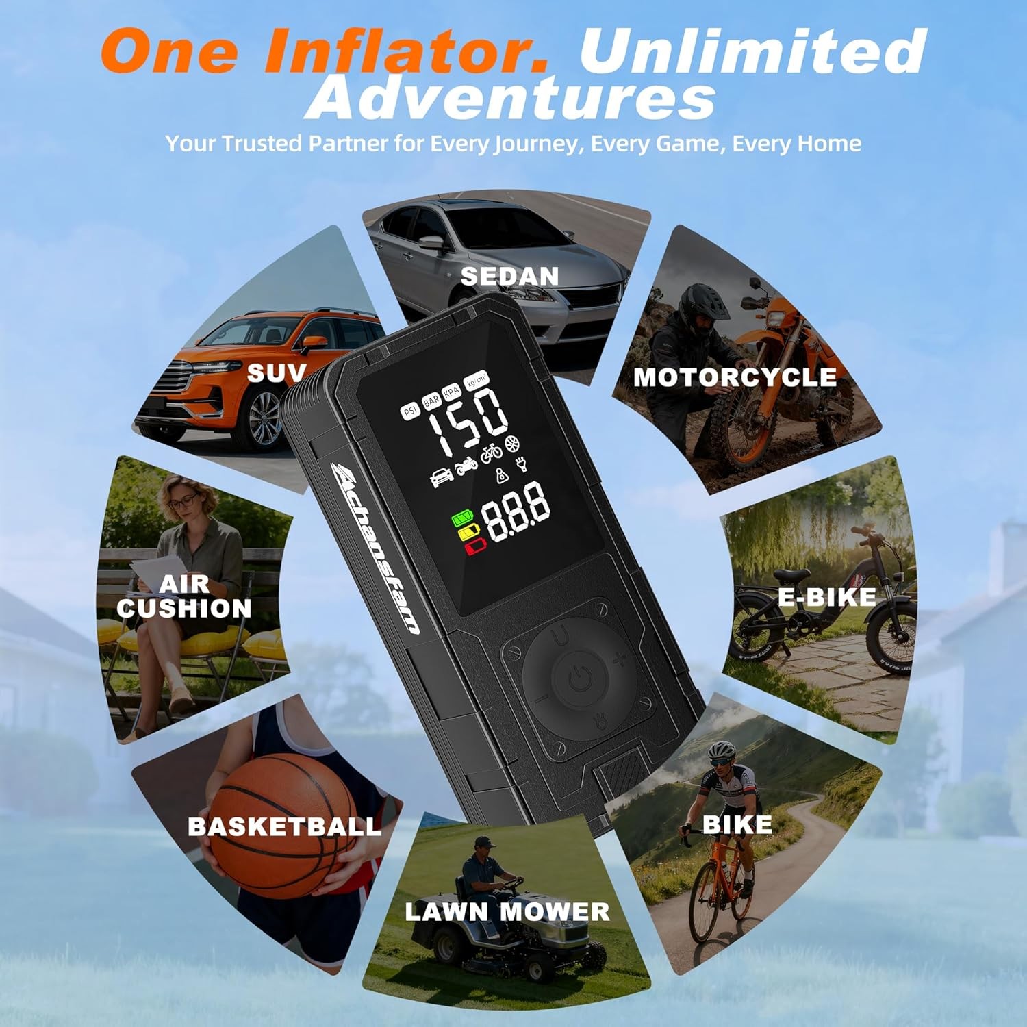 P10 Inflator Portable Air Compressor, 48s Ultra Fast Inflation, Black 