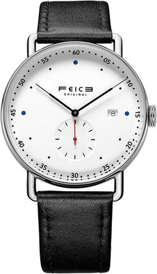 Men's Waterproof Minimalist Watch with Leather Band - Casual Dress FM506 White