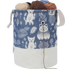 Yarn Bag, Large Crochet Bag Organizer, Yarn Storage Knitting Bags Navy Blue