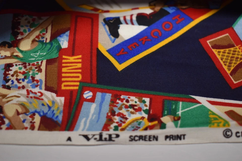 VIP cranston print works 3 YARDS COTTON FABRIC basketball SPORTS COLLAGE tennis - Image 2 of 4