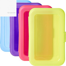 4 Pack Large Plastic Pencil Cases Multi Color Storage Organizer Box School Offic
