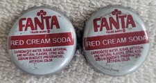 Lot de 2 bouchons de bouteille de soda crème rouge Fanta vintage 