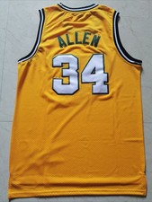 Unsigned Custom Sewn Stitched Ray Allen 34# Yellow Jersey