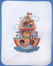 Cross Stitch Kit Tobin Baby Noahs Ark Animal Baby Quilt 34x43 Cover T21716