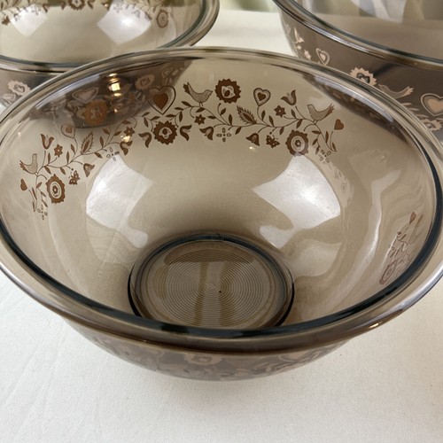 Pyrex Festive Harvest Set Of 4 Decorative Nesting Mixing Bowls, Amber Glass - Picture 10 of 15