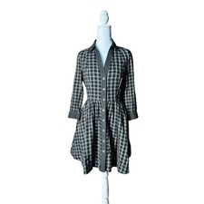 Moulinette Soeurs Sz 2 Plaid Shirt Dress Button Front Preppy Grunge Academia