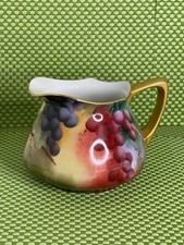 J.P.L. Limoges France Pitcher – Hand Painted Grapevine, Gold Trim, Signed 1908