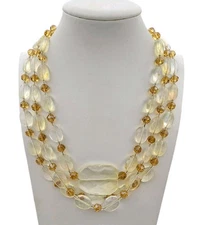 Triple Lemon Quartz Statement Gemstone Necklace DA Designs by Dany Acosta Yellow