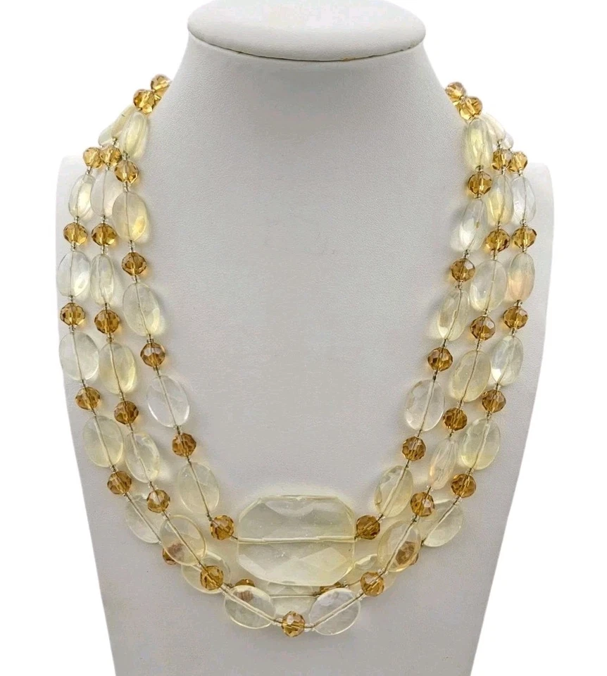 Collar de piedras preciosas triple limón cuarzo llamativo DA Designs por Dany Acosta amarillo